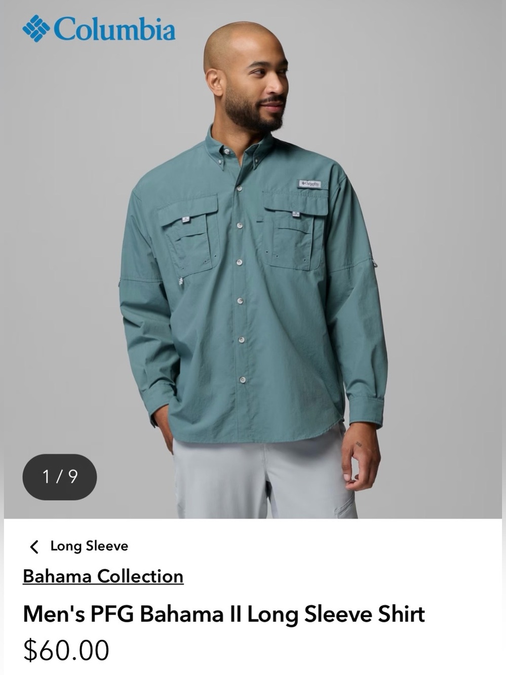 Columbia PFG Bahama II Long Sleeve Fishing Shirt Men's M Storm Blue NWT